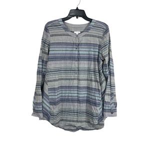 J. Jill striped half button down tunic top